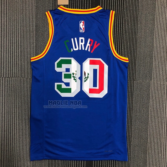 Maglia
 Stephen Curry NO 30 Golden State Warriors Classic Royal Special Mexico Edition Blu
